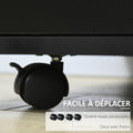 Support d'imprimante organiseur bureau caisson placard porte 3 niches + grand plateau panneaux particules noir