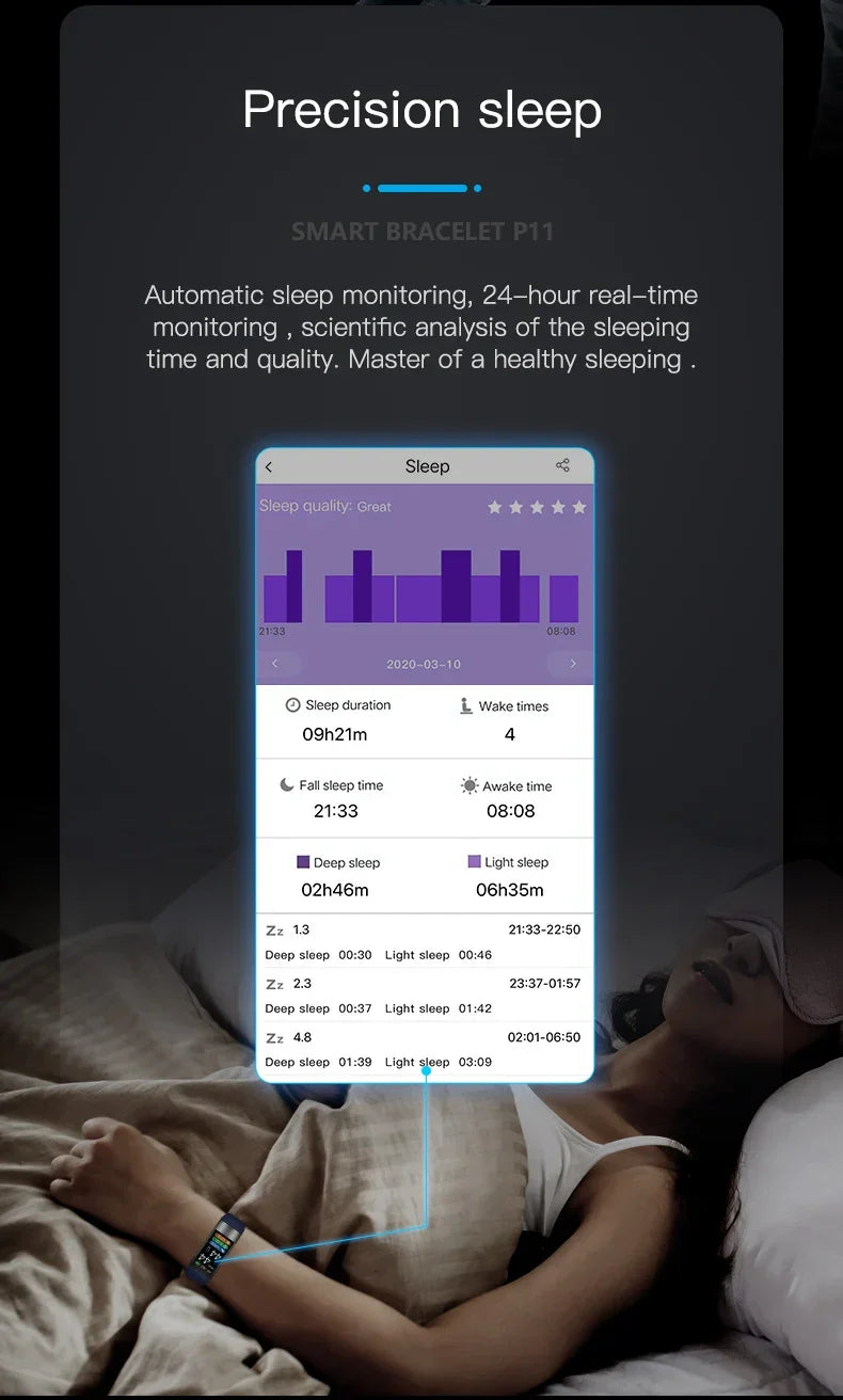 Smart Wristband Fitness Tracke Blue