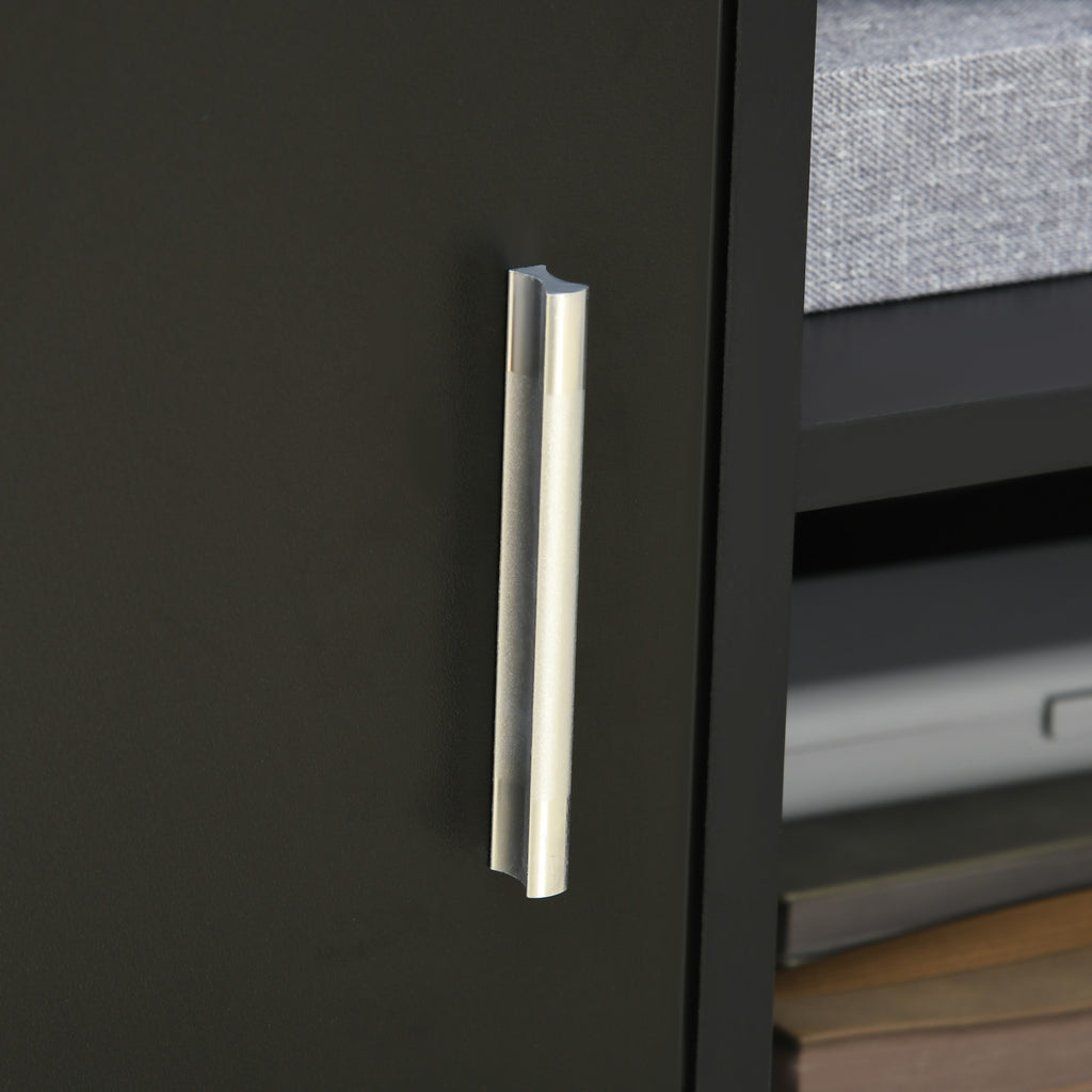 Support d'imprimante organiseur bureau caisson placard porte 3 niches + grand plateau panneaux particules noir