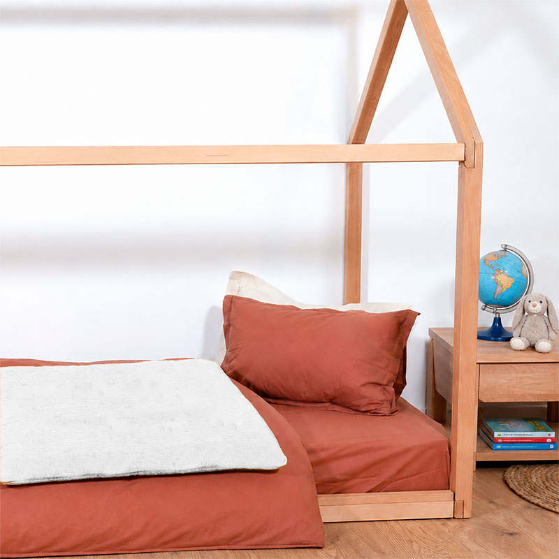 housse edredon 150 cm GOTS coton biologique blanc gaze